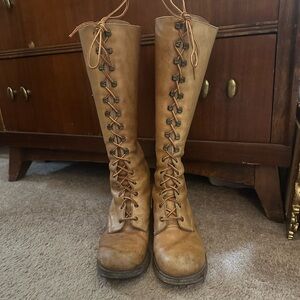 Vintage Zodiac 60s 70s Leather Campus Boots size 8M lace Up